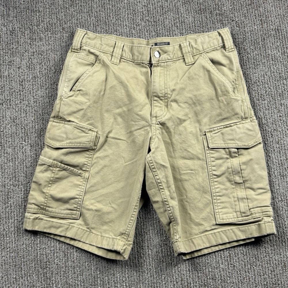 Carhartt Mens 32 Rugged Flex Relaxed Fit Canvas Cargo Work Shorts Canvas Stretch